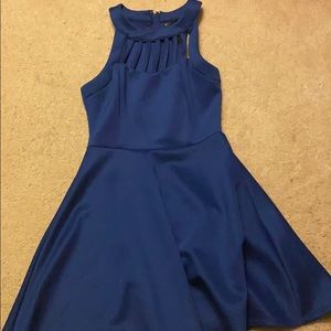 short blue halter top dress